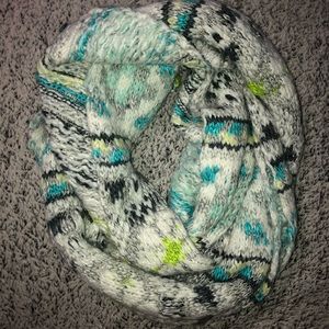 Blue and Green Knit Infinity Scarf